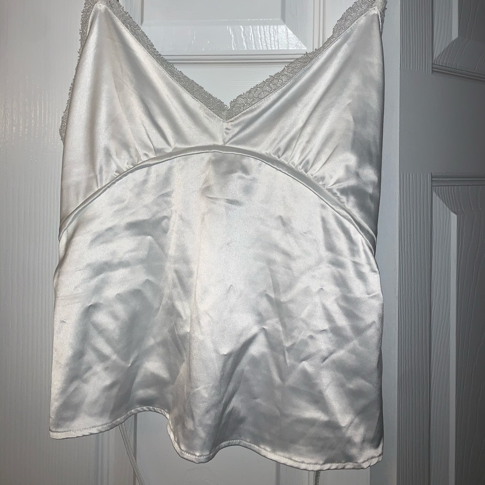 Silk tank top with string to tie in back